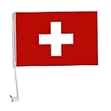 NFP 1 x Autofahne Autoflagge 45 x 30 Schweiz Auto Fahne Fahnen Flagge Flaggen EM 2016 mit Halterung