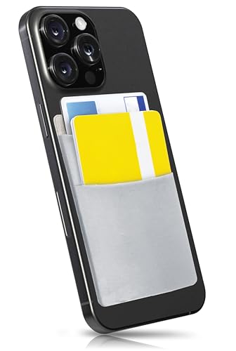 MyGadget Cartera con 2 Bolsillos para Funda Móvil - Tarjetero Adhesivo para Smartphone - Porta Tarjetas de Crédito con Bloqueo RFID - Card Holder - Argento