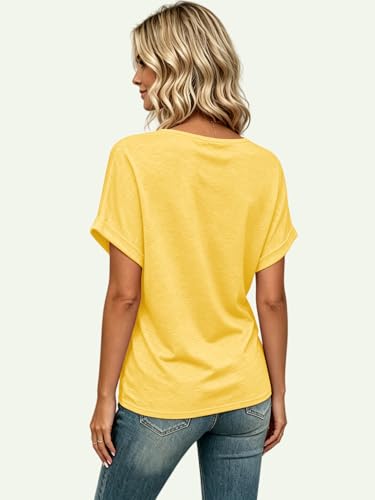 Image of T Shirts Short Sleeve V Neck Tees Womens Tops Beach Vacation Fashion Clothes 2026 Casual Summer Spring Fall Outfits