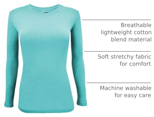Image of Natural Uniforms Women's Long Sleeve Underscrub T-Shirt - Cotton Blend Scrub Base Layer for Nurses & Medical Professionals