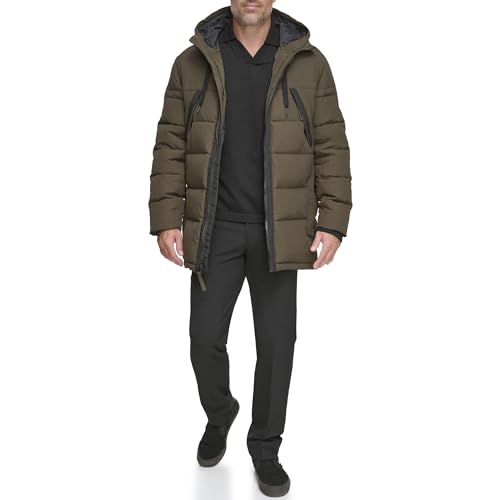 Amazon.com: Andrew Marc Men's Mid-Length Puffer Jacket, OLIVE
