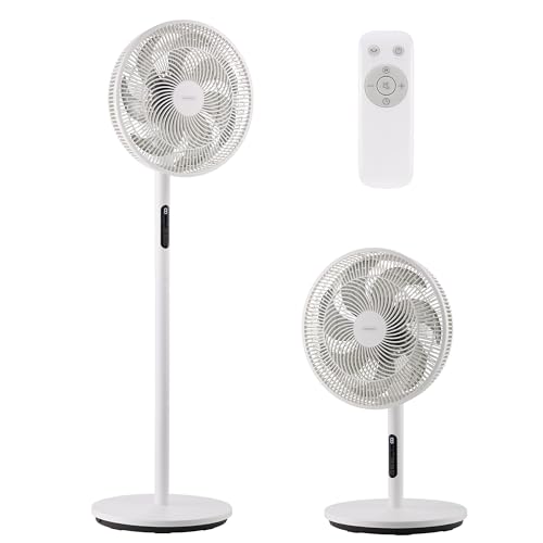 VonHaus Pedestal Fan/Desk Fan 14 9 Speeds Remote Control 9hr Timer 85 Oscillating Height Adjustable 7 Blades Standing Floor/Tabletop Cooling Fan for Home Office Living Room Bedroom