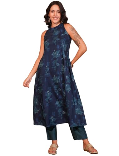 Robe courte en soie de viscose Naixa NX-1002 chic et fluide en bleu marine