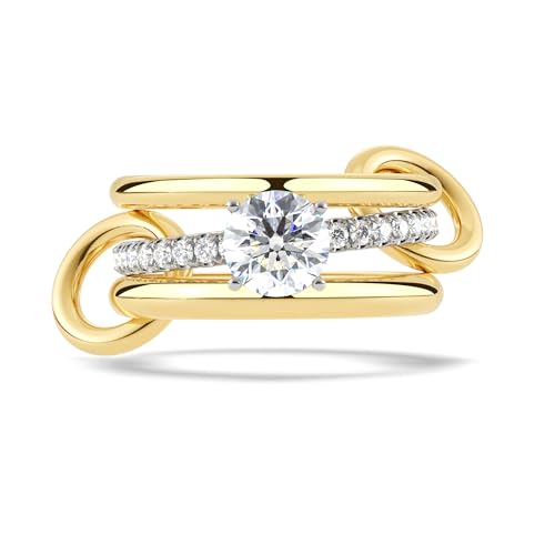 1CT Sterling Silver Engagement Rings Interlocking AAAAA Cubic Zirconia CZ Wedding Multi Ring Mixed Metals Stack Rings Set Silver/Gold Size 5-10