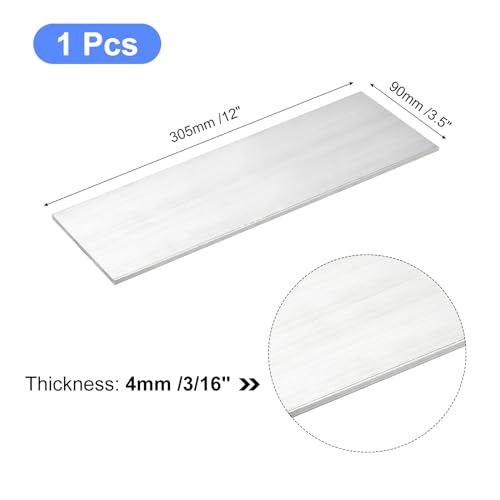 Image of uxcell Square Aluminum Flat Bar, 3 /16 inch Thick 3.5 inch Width 12 inch Length Square Aluminum Bar 6061 Aluminum Flat Plate, 4 x 90 x 305mm T6511 Solid New Mill Stock for Industrial Building