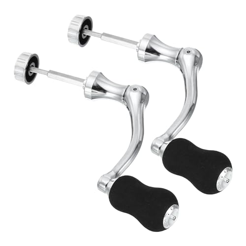 PATIKIL Fishing Spinning Reel Handle Replacement, 2 Pack Power Handle Rocker All Metal Arm EVA Grip with Rotary Knob for Fishing Reel Accessories, 2 Size
