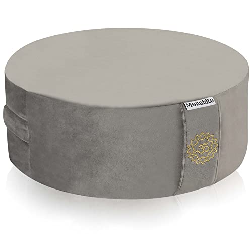 MONAHITO Meditation Cushion, Comfortable & Supportive Floor Pillow for Mindful Meditation Practice, Portable Floor Cushion Seating for Adults, Premium Yoga Bolster 13" - Gray