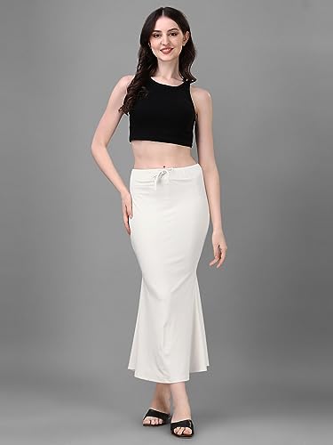 Image of Women's Saree Shapewear Petticoat, Cotton Blend Stretchable Mermaid Skirt, High Waist Tummy Control, Smooth Curve Fit with Adjustable Drawstring