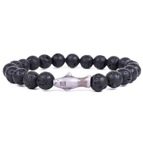 Fahlo Shark Tracking Bracelet Lava Stone