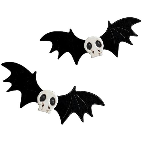 Cosswe Lot de 2 barrettes à cheveux d'Halloween avec ailes de chauve-souris et tête de mort Pour cosplay fille Accessoire de coiffure