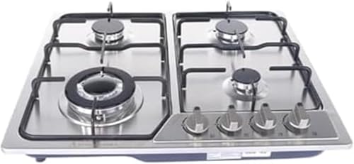 ガスコンロ、4バーナーガスストーブガスコンロコンロ、 強化ガラスガスストーブ、ステンレスコンロ、中華鍋バーナー ブラック、強化ガラス自動パルス点火、4密閉バーナーキャスト、ビルトインガスストーブ、家庭用レストランキッチンレンジ点火キャンプ屋外用 (四つ目ス