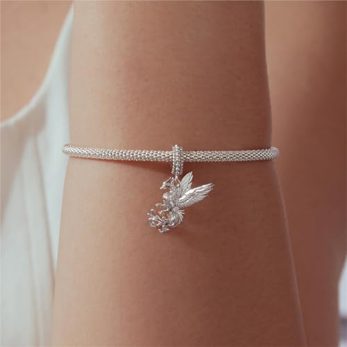 Abalorio de fénix de plata calada para pulsera Pandora 2