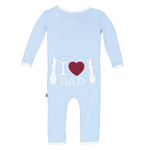 KicKee Pants Baby Boy's Holiday Fitted Applique Coverall Pants, Pond I Love Dad, 0-3m