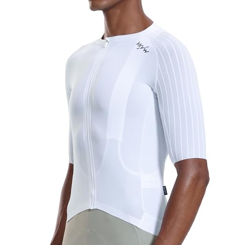 Image of YKYWBIKE Cycling Jersey Men Aero Race Fit, Road Bike Jersey Short Sleeved Moisture Wicking, Breathable,Zip Pocket,UPF50+
