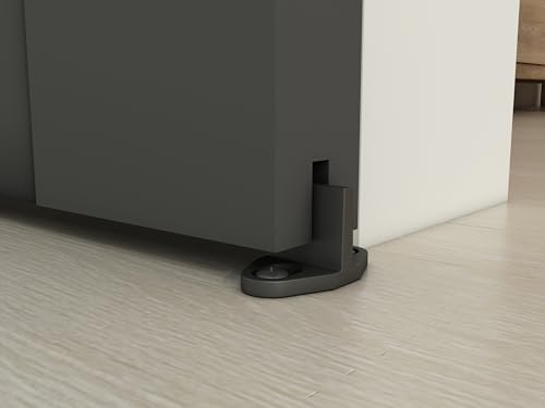 Image of 36 in. x 84 in. 3 Lite Pre Assembled Frosted Glass Black MDF Interior Sliding Barn Door with Hardware Kit Door Handle