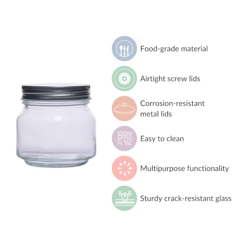 Image of Nestasia Spice Glass Jar with Lid Set of 12-250ml Each, Transparent Seasoning Glass Containers for Kitchen Storage Pantry, Spices, Salt, Herbs, Sugar or Coffee Beans