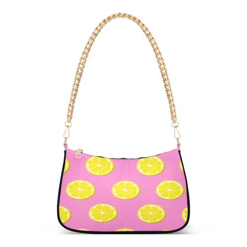 Shoulder Bag for Women Yellow Lemon Slices Tote Handbag Crossbody Bag with Zipper Closure