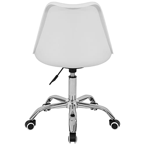 Image of Amazon Brand - Umi Height-Adjustable Modern Revolving Rotary Arm Office Study Desk Chair - Ideal for Spa, Bar, Home - White & Grey Color