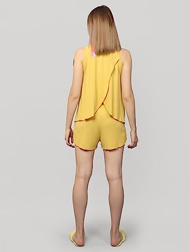 Image of Evolove Women's Micro Modal Round Neck Sleeveless Night Suit /Top & Short Set Super Soft Comfortable (Modal-Shorts Set)