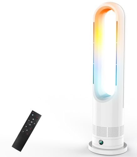 【2025最新進化】セラミックヒーター 電気 ファンヒーター【冷暖両用&ヒーター 羽なし】スリム 羽根無し 暖風 3段階暖風・8段階冷風切り替え 100°左右首振り 1-9切りタイマー リモコン付き 切り忘れ防止 二重過熱保護 転倒OFF 省エネ 軽量 持