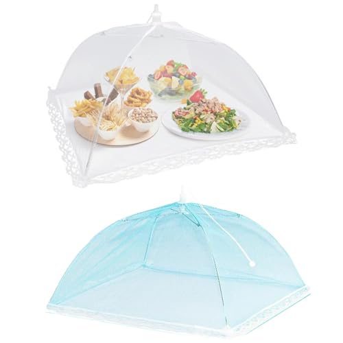 LiJuanWang Campana Protectora Comida,2 Piezas Cubierta Protectora Alimentos,Pop Up Cubiertas para Comida,Cubierta para Fruta para Comida,Barbacoa Fiestas Buffets Camping,12 Pulgadas