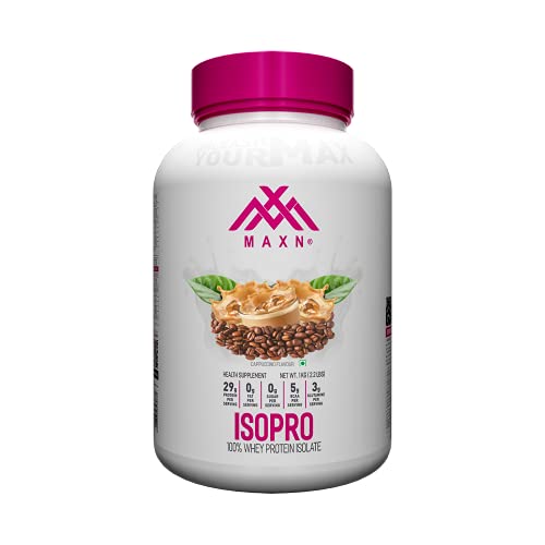 Image of MAXN ISOPRO /Whey Protein Isolate - Flavoured Supplement for Muscle Growth (Cappuccino, 1 kg)