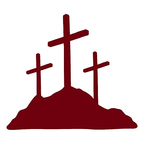 Image of Calvary Crosses Christian Jesus (Burgundy) (Set Of 2) Premium Waterproof Vinyl Decal Stickers For Laptop Phone Accessory Helmet Car Window Bumper Mug Tuber Cup Door Wall Decoration
