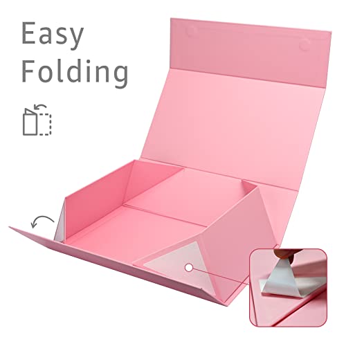 Image of LIFELUM Gift Boxes for Presents, Extra Large Gift Box 2 Pack 13.85 x 8.35 x 4.45 inch with Magnetic Lid Pink Gift Box With Ribbon, Card, Shredded Paper Filler