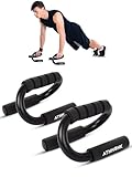 Athmonk Push Up Bar Double Handle Steel For Home Gym Exercise Equipment Men & Women - Parallel Pair Set Kit - Foam Grip - Calisthenics Workout Handstand - Portable - Toned Chest Upper Body Strength