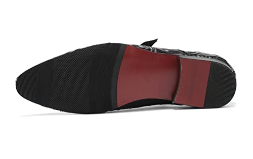 Santimon Men's Loafers Slip on Formal Dress Leather Buckle Alligator Patent Penny Loafers Comfort Fashion Business Walking Shoes 6