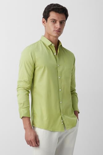 Image of Peter England Men's Slim Fit Full Sleeve Casual Shirt in Twill Weave Cotton