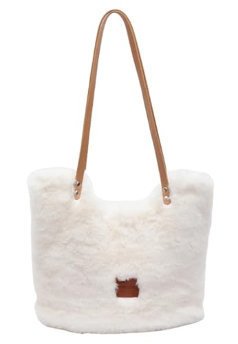 Fluffy Shoulder Hobo Bag Soft Plush Purse Cute Shoulder Bags Soft Plush Underarm Tote Ladies Faux Fur Tote Bag