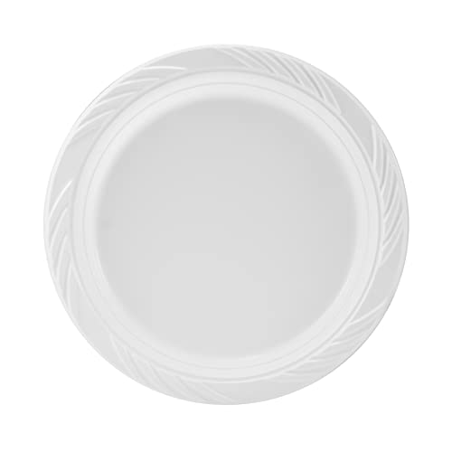 200 White Plastic Plates Set - 9 Inch Disposable Dinner Plates Bulk Pack, for Party, BBQ, Picnic, Parties, Travel and Events, Microwavable Recyclable