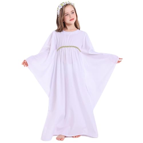 cfpqv Robe blanche d'ange d'Halloween pour fille - Robe blanche - Robe bicolore - Calendrier de l'Avent à lire (blanc, 12-13 ans)