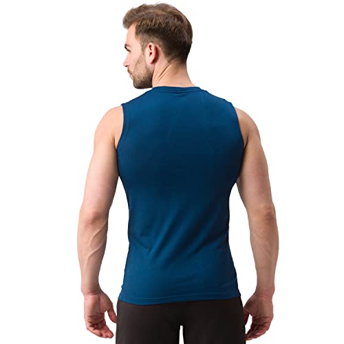 Image of berge' Men's Sleeveless T-Shirt, 100% Polyester Jacquard Geometric Print Tshirt for Swimming Badminton Running Sporting Activity, Slim Fit Round Neck Gym Tank Tops & Muscle Tees