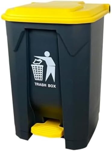 ゴミ箱 ふた付き 50L 屋外 室内 ダストボックス ペダル型 大型 業務用 厨房用 ごみ箱 おしゃれ 多機能 大容量 足踏み 防臭 悪臭防止 廃棄物リサイクル容器 商業 キッチン 大ごみ箱 ホテル 庭のゴミ箱 イエロー