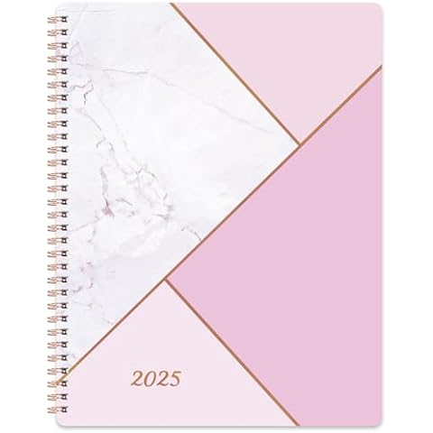2025 Planner - Jan. 2025 - Dec. 2025, Planner 2025, 8" x 10", 2025 Planner Weekly and Monthly with Marked Tabs, Twin-Wire Binding - Pink Marble Cover