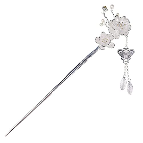 KESYOO 梅の花モチーフ ヘアスティック ヘアフォーク 髪留め 箸型ヘアアクセサリー レディース ロングヘア お団子用 タッセル付き フォーマル ウェディング ブライダル