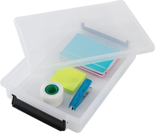 Iris Ohyama 135450 Little Large Boxes A4 Size, Transparent / 3 x 4 L, 36.5 x 25 x 7 cm