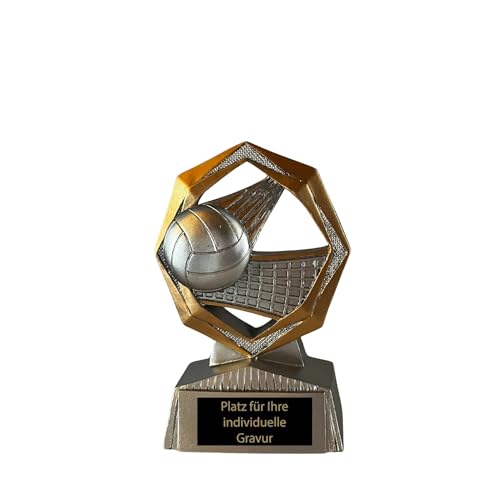 eberin Trofeo de voleibol de 11 cm – Figura de resina con red – Incluye placa grabada – Trofeo para clubes, escuelas y torneos