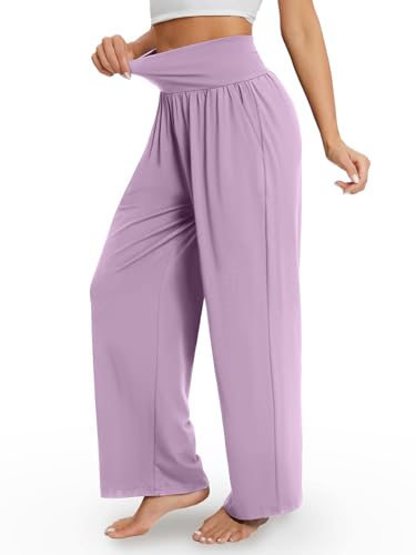 Image of Gracyoga Wide Leg Yoga Pants for Women Casual Loose Cozy Sweatpants High Waisted Lounge Pajama Flowy Pants With Pockets