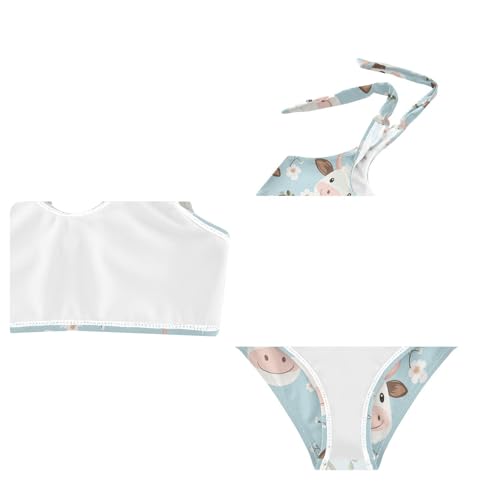 Wusikd Cute Cow Face Girls Swimsuits Two Piece Cartoon Swimwear Bikini Set for for Girls Size 3T4