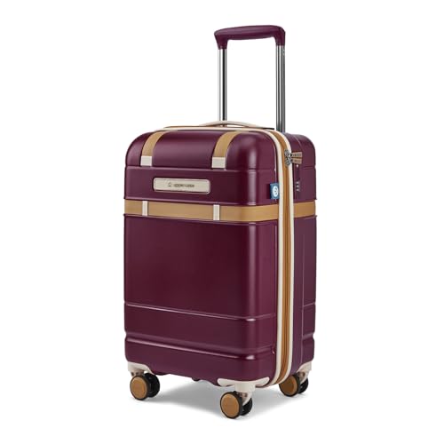 Image of uppercase Chester Cabin Size Trolley Bag for Travel | 360 8 Wheels Hard Luggage with TSA Lock, Anti-Theft Zippers | Hard Sided Polycarbonate Small Suitcase for Both Men & Women (Maroon)