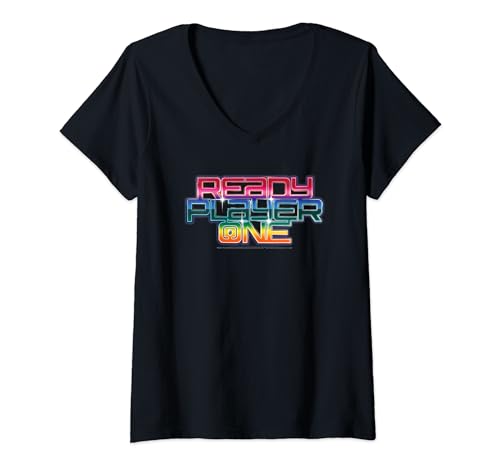 Womens Ready Player One Rainbow Logo V-Neck T-Shirt