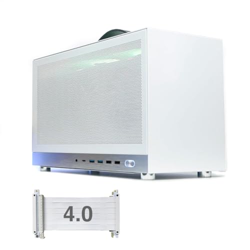 S400 Pro 10.8L Portable Mini-ITX Computer Case with PCIe 4.0 Cable, Advanced Vented Panel, Front Type-C USB3.0 Ports, Fits Triple Slot GPU (White)