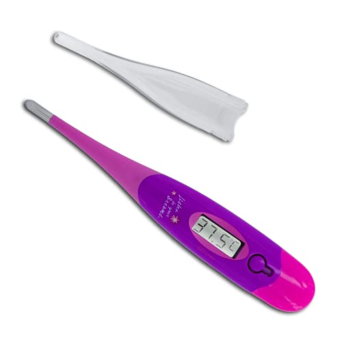 FARMAMED Disney Rapunzel Thermomètre Numérique Digital pour enfants, Utilisation Orale, Rectale ou Axillaire, Embout Flexible, Écran LCD, Étui de transport Cover