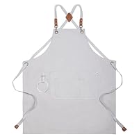 Watwass Schürze Mann Beige Hochwertig Werkzeugschürze Garten Küche Restaurant Uniformen Schürzen Damen mit Tasche