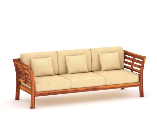 Image of Sheesham Solid Wood Six Seater Sofa Set for Living Room(6 Seater) (Provencial Teak 2)