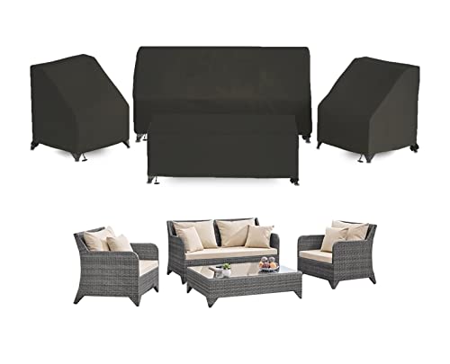 Patio Furniture Cover-420D Oxford Cloth Sofa Table Chair Waterproof Cover, 4 Piece Set of Outdoor Garden Patio Furniture Waterproof Dustproof Sunscreen Cover