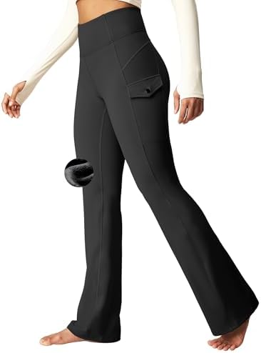 Heathyoga Cargo Pants Women Fleece Lined Leggings Waterproof Hiking Pants Women Thermal Pants Warm Wide Leg Sweatpants Winter